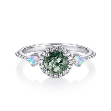 Moss Agate Opal Ring - Forest Heirloom