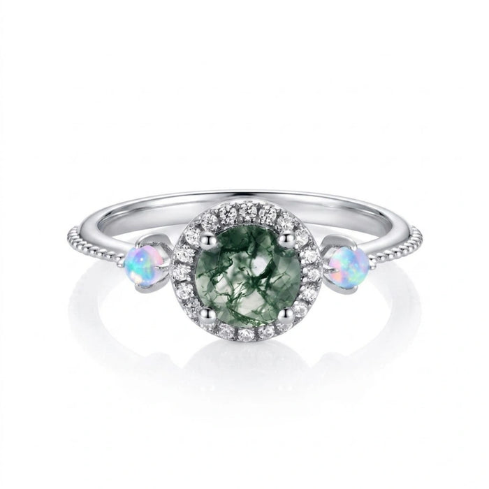 Moss Agate Opal Ring - Forest Heirloom
