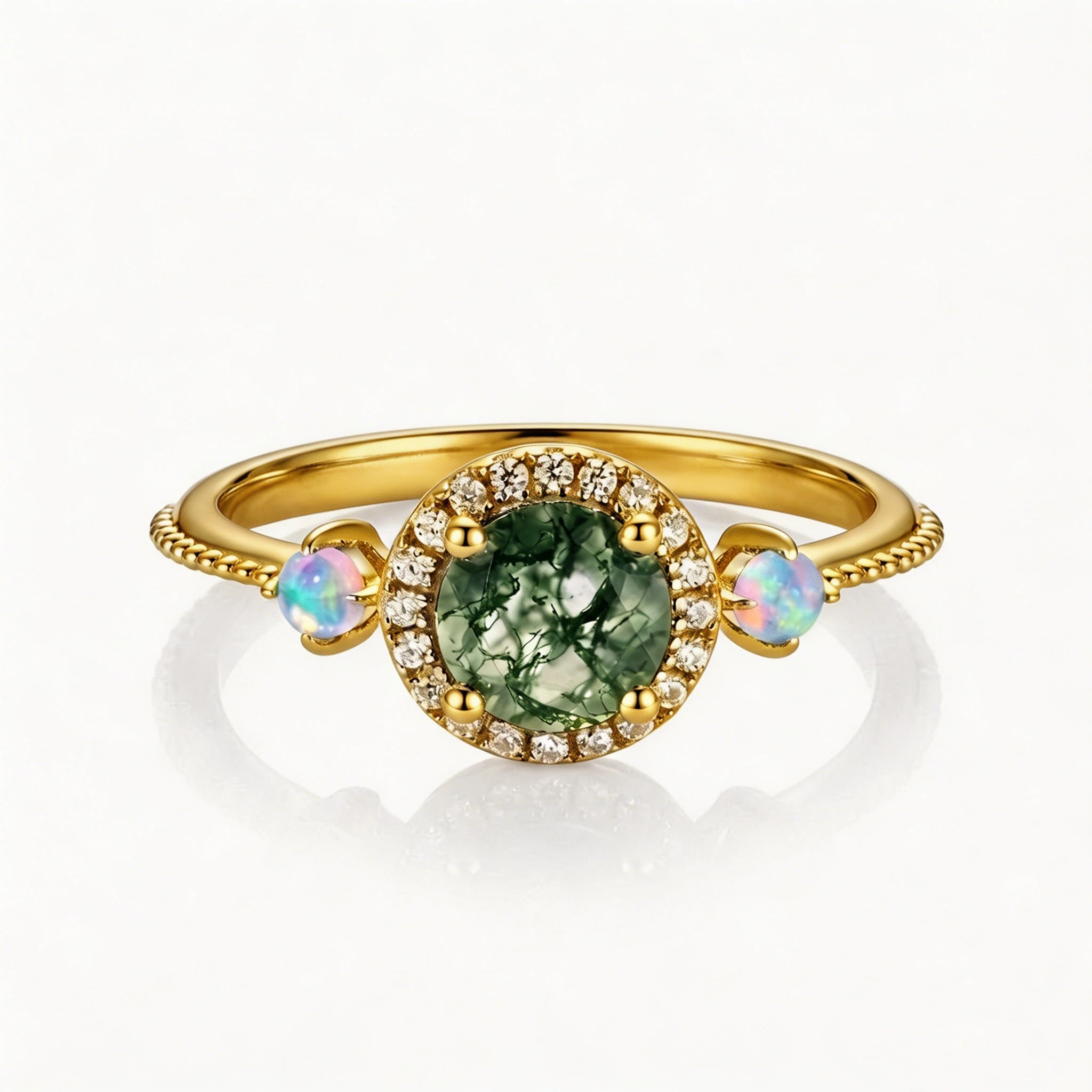 Moss Agate Opal Ring - Forest Heirloom